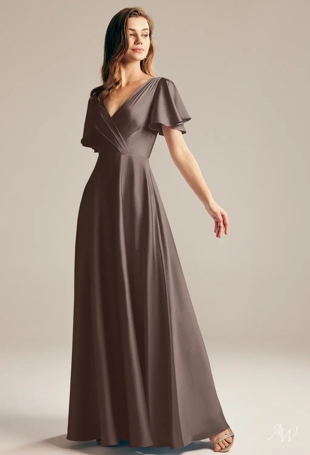 フォーマル・ドレス・スーツ A.V.V. Ceremony dress with shoes V-Neck Tea Length Bridal Dress by Nox Anabel JE1027 – ABC Fashion